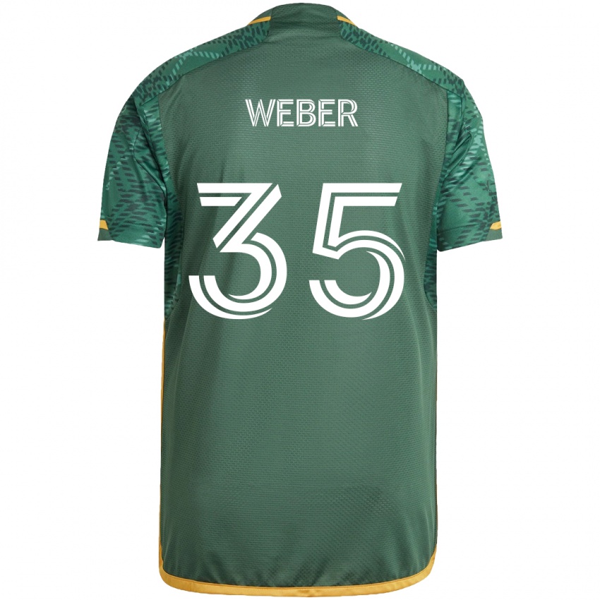 Bambino Maglia Tristan Weber #35 Verde Arancione Kit Gara Home 2024/25 Maglietta