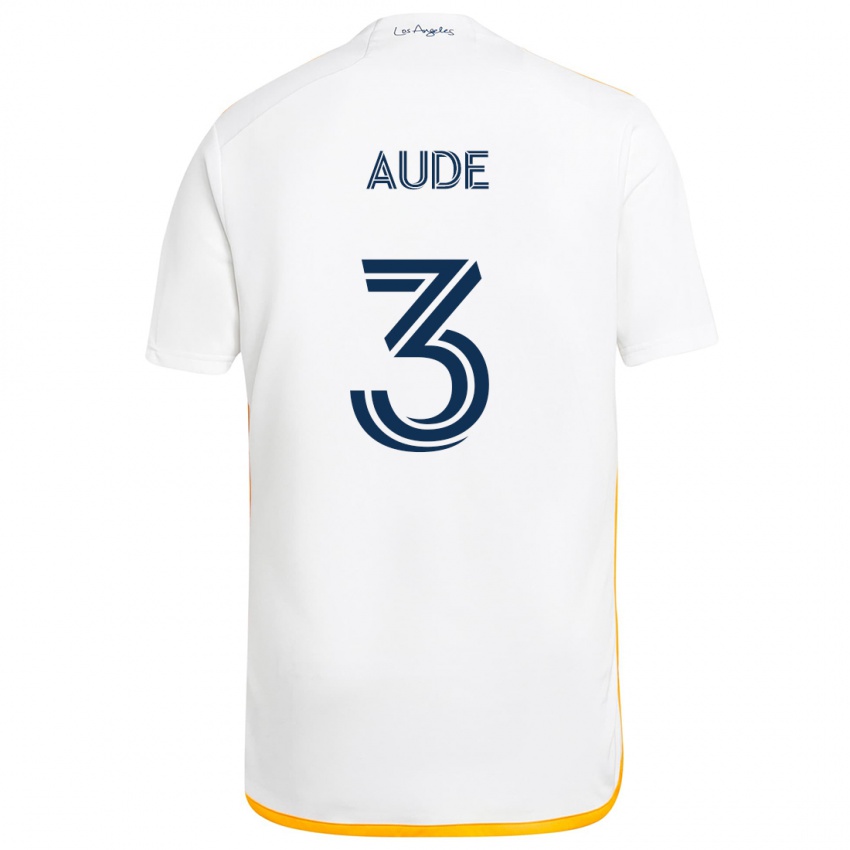 Bambino Maglia Julián Aude #3 Bianco Giallo Kit Gara Home 2024/25 Maglietta