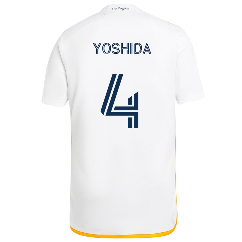 Bambino Maglia Maya Yoshida #4 Bianco Giallo Kit Gara Home 2024/25 Maglietta