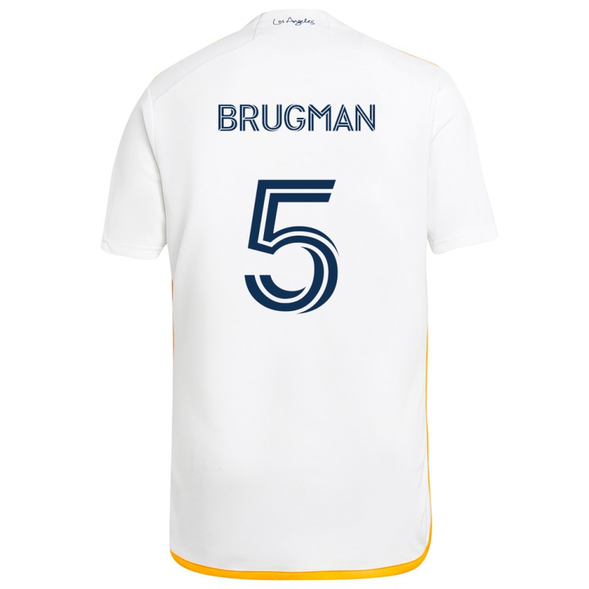 Bambino Maglia Gastón Brugman #5 Bianco Giallo Kit Gara Home 2024/25 Maglietta