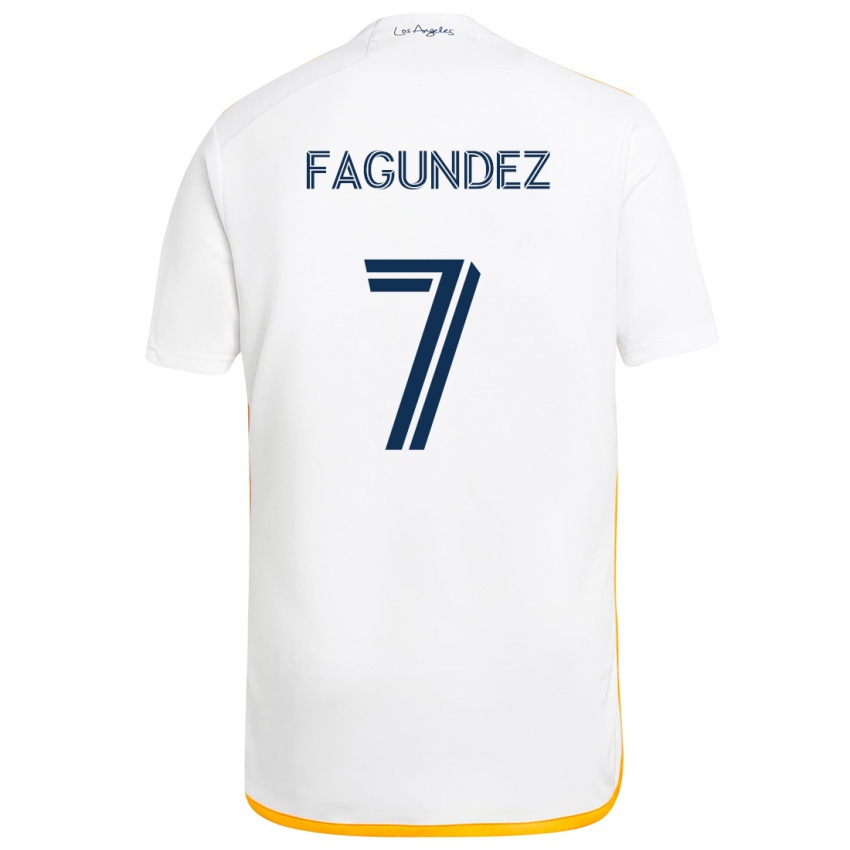 Bambino Maglia Diego Fagúndez #7 Bianco Giallo Kit Gara Home 2024/25 Maglietta