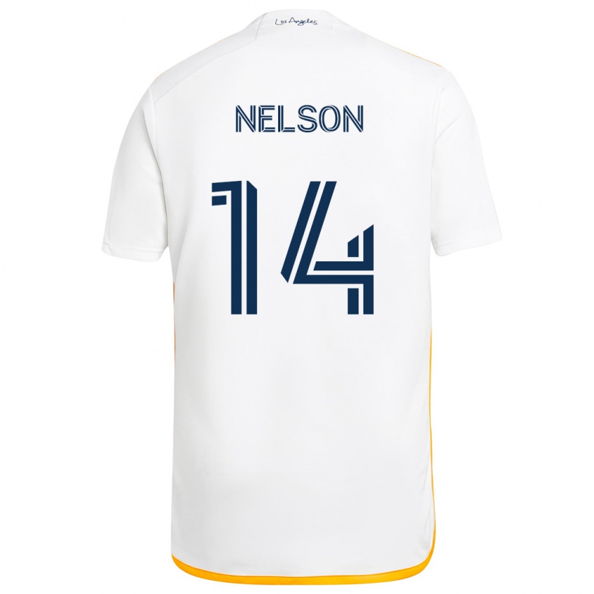 Bambino Maglia John Nelson #14 Bianco Giallo Kit Gara Home 2024/25 Maglietta