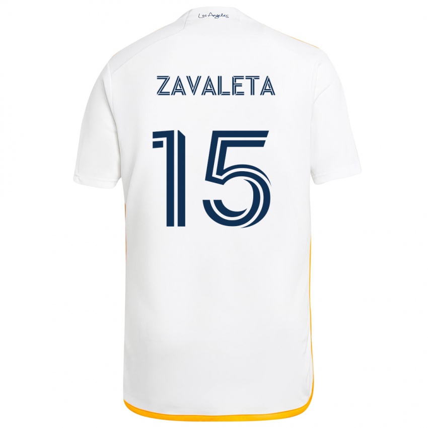 Bambino Maglia Eriq Zavaleta #15 Bianco Giallo Kit Gara Home 2024/25 Maglietta