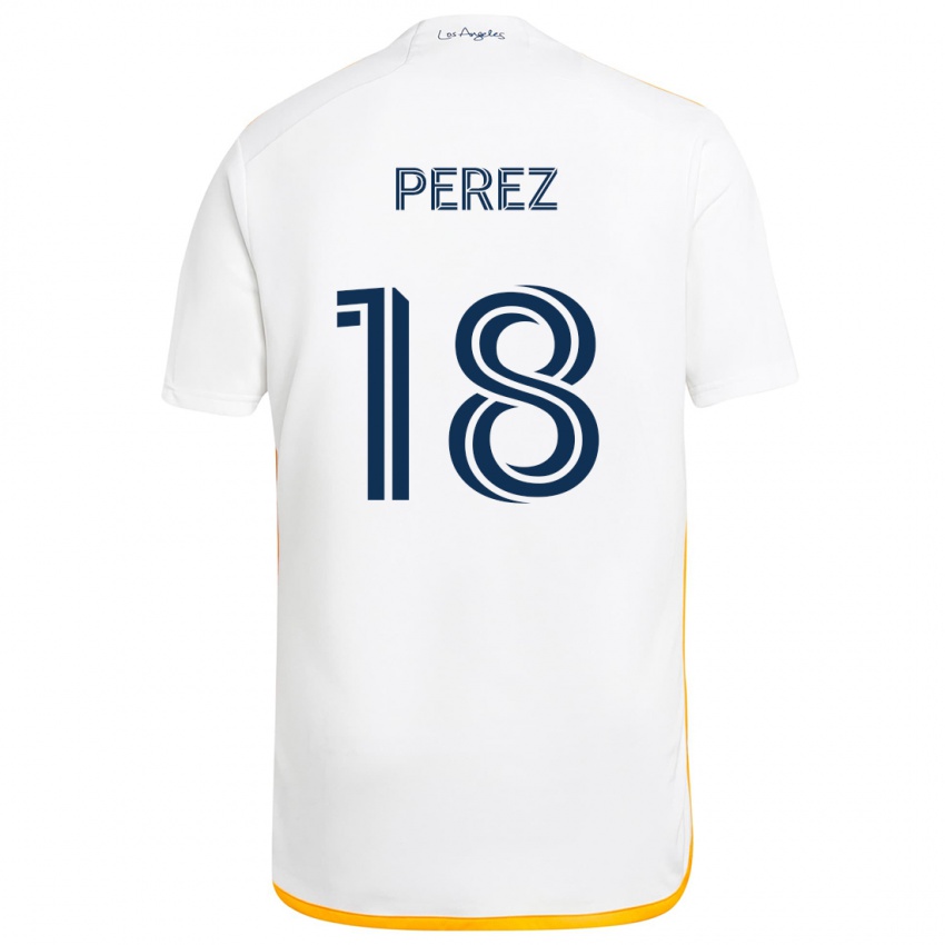 Bambino Maglia Jonathan Pérez #18 Bianco Giallo Kit Gara Home 2024/25 Maglietta