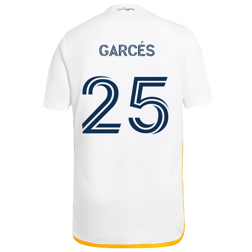 Bambino Maglia Carlos Garcés #25 Bianco Giallo Kit Gara Home 2024/25 Maglietta