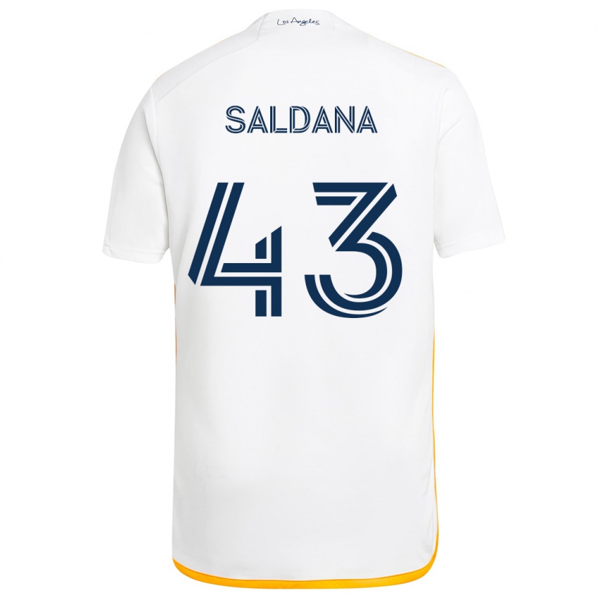 Bambino Maglia Adam Saldaña #43 Bianco Giallo Kit Gara Home 2024/25 Maglietta