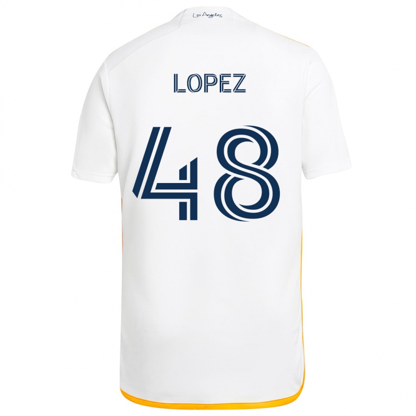 Bambino Maglia Diego López #48 Bianco Giallo Kit Gara Home 2024/25 Maglietta