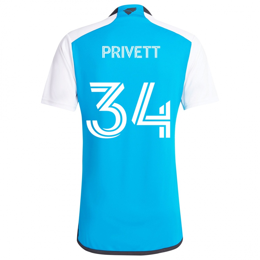 Bambino Maglia Andrew Privett #34 Blu Bianco Kit Gara Home 2024/25 Maglietta