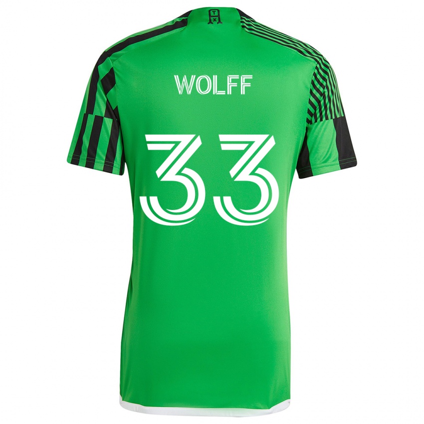 Bambino Maglia Owen Wolff #33 Verde Nero Kit Gara Home 2024/25 Maglietta