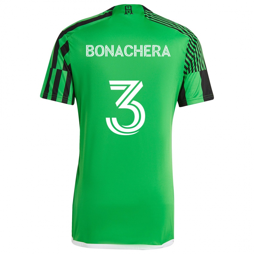 Bambino Maglia Rubén Bonachera #3 Verde Nero Kit Gara Home 2024/25 Maglietta