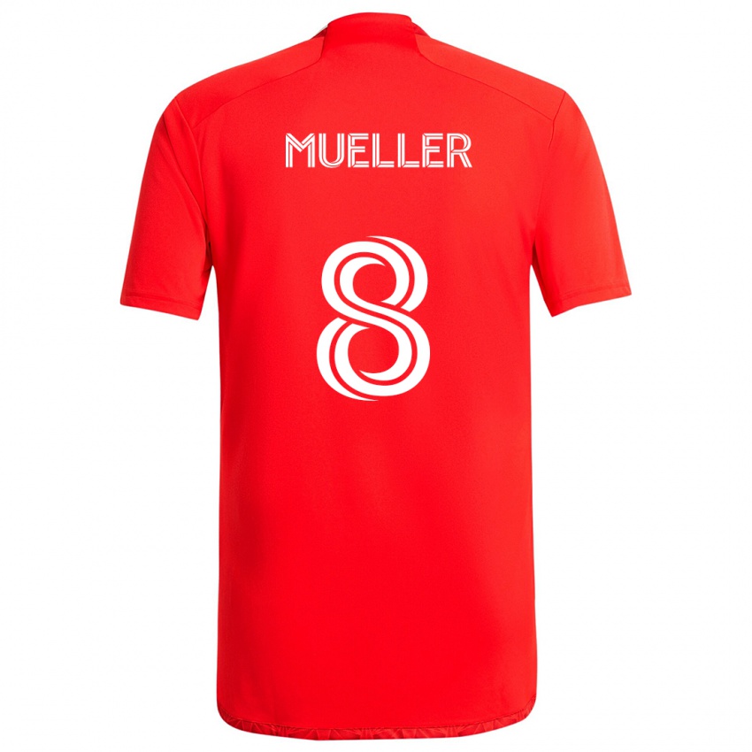 Bambino Maglia Chris Mueller #8 Rosso Bianco Kit Gara Home 2024/25 Maglietta