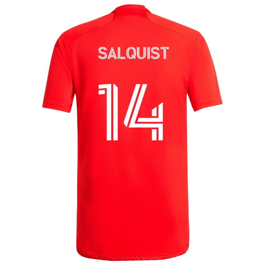 Bambino Maglia Tobias Salquist #14 Rosso Bianco Kit Gara Home 2024/25 Maglietta