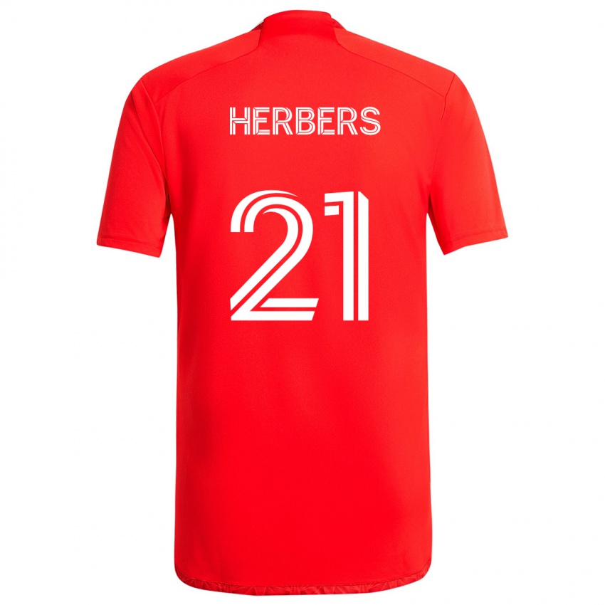 Bambino Maglia Fabian Herbers #21 Rosso Bianco Kit Gara Home 2024/25 Maglietta