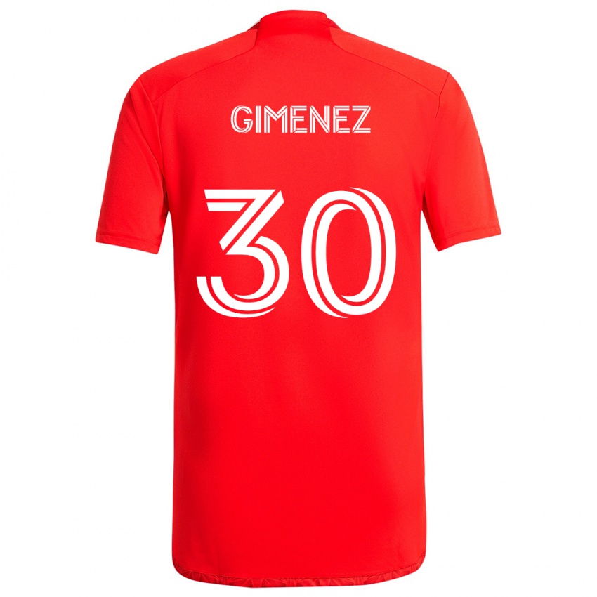 Bambino Maglia Gastón Giménez #30 Rosso Bianco Kit Gara Home 2024/25 Maglietta