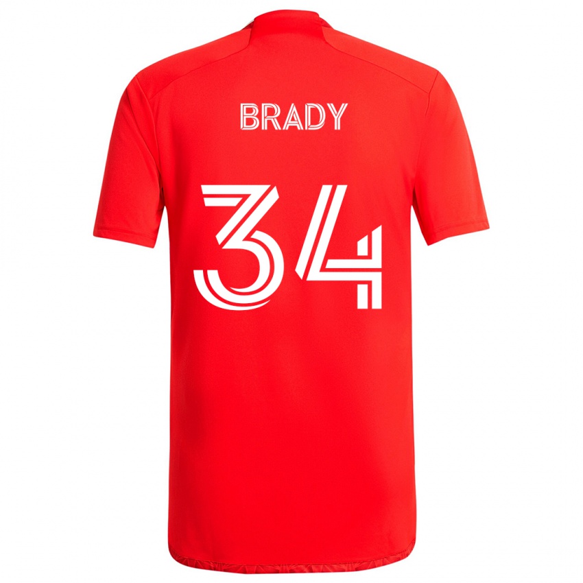 Bambino Maglia Chris Brady #34 Rosso Bianco Kit Gara Home 2024/25 Maglietta