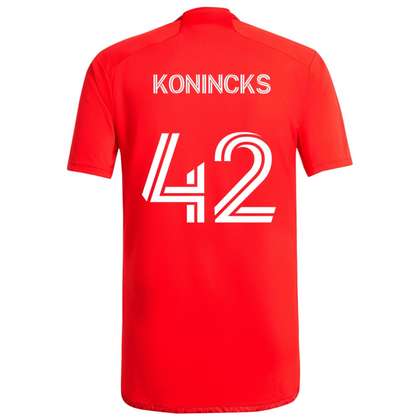 Bambino Maglia Diego Konincks #42 Rosso Bianco Kit Gara Home 2024/25 Maglietta