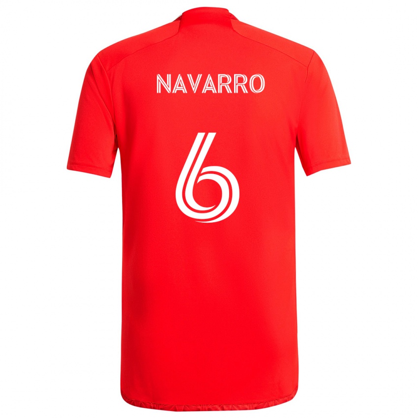 Bambino Maglia Miguel Navarro #6 Rosso Bianco Kit Gara Home 2024/25 Maglietta