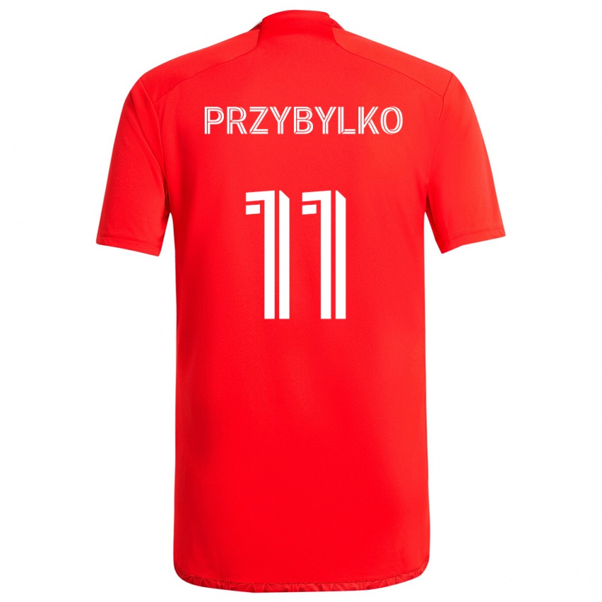 Bambino Maglia Kacper Przybylko #11 Rosso Bianco Kit Gara Home 2024/25 Maglietta