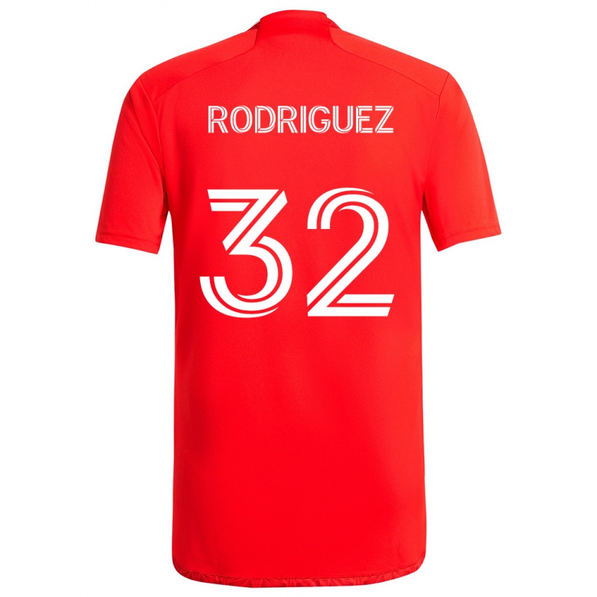 Bambino Maglia Missael Rodríguez #32 Rosso Bianco Kit Gara Home 2024/25 Maglietta