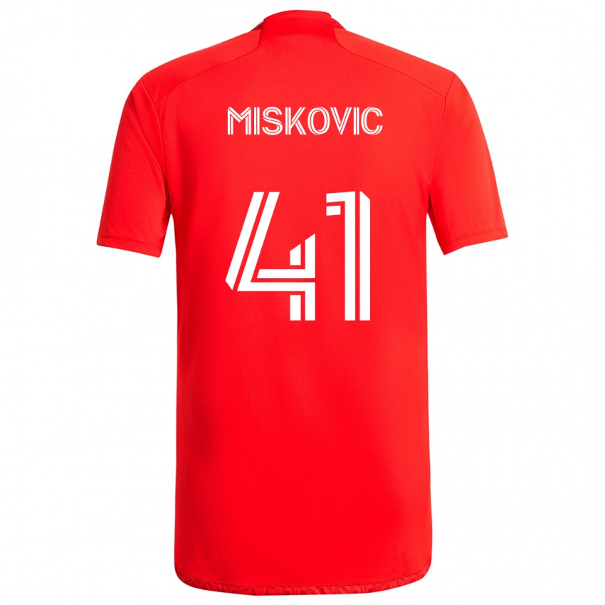 Bambino Maglia Mihajlo Miskovic #41 Rosso Bianco Kit Gara Home 2024/25 Maglietta