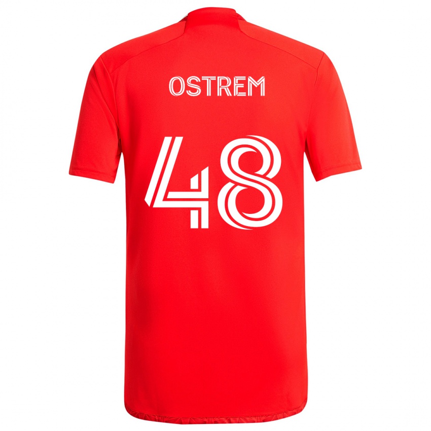 Bambino Maglia Charlie Ostrem #48 Rosso Bianco Kit Gara Home 2024/25 Maglietta