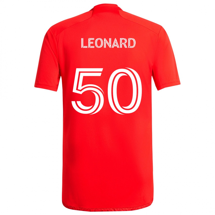 Bambino Maglia Eric Leonard #50 Rosso Bianco Kit Gara Home 2024/25 Maglietta