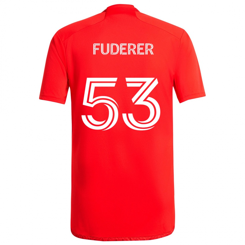 Bambino Maglia Jake Fuderer #53 Rosso Bianco Kit Gara Home 2024/25 Maglietta