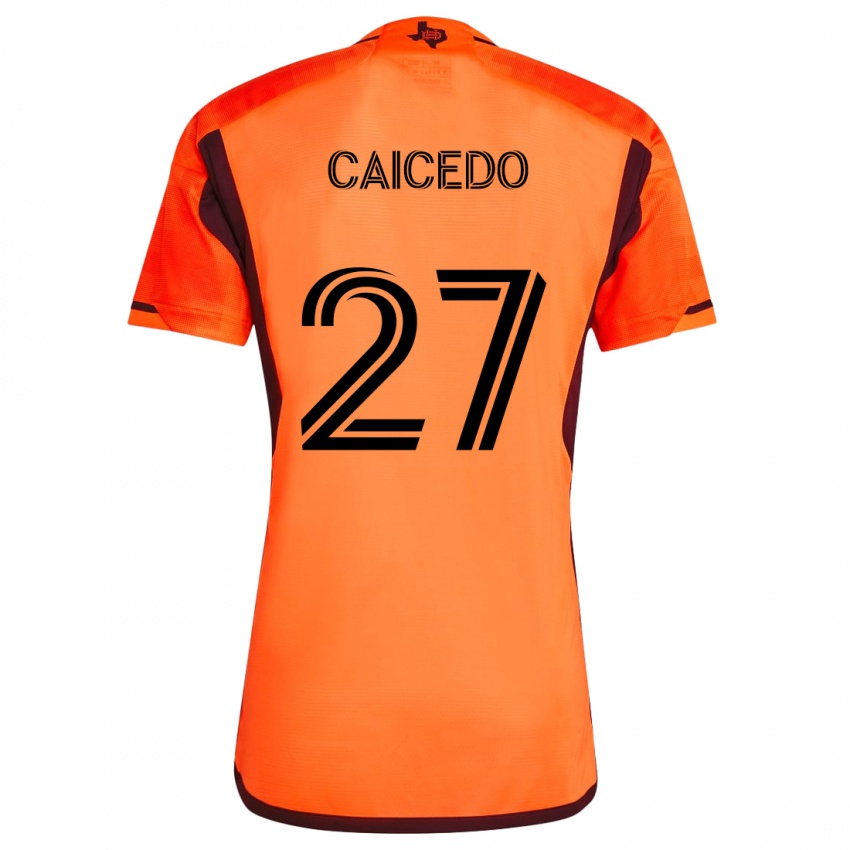 Bambino Maglia Luis Caicedo #27 Arancione Nero Kit Gara Home 2024/25 Maglietta