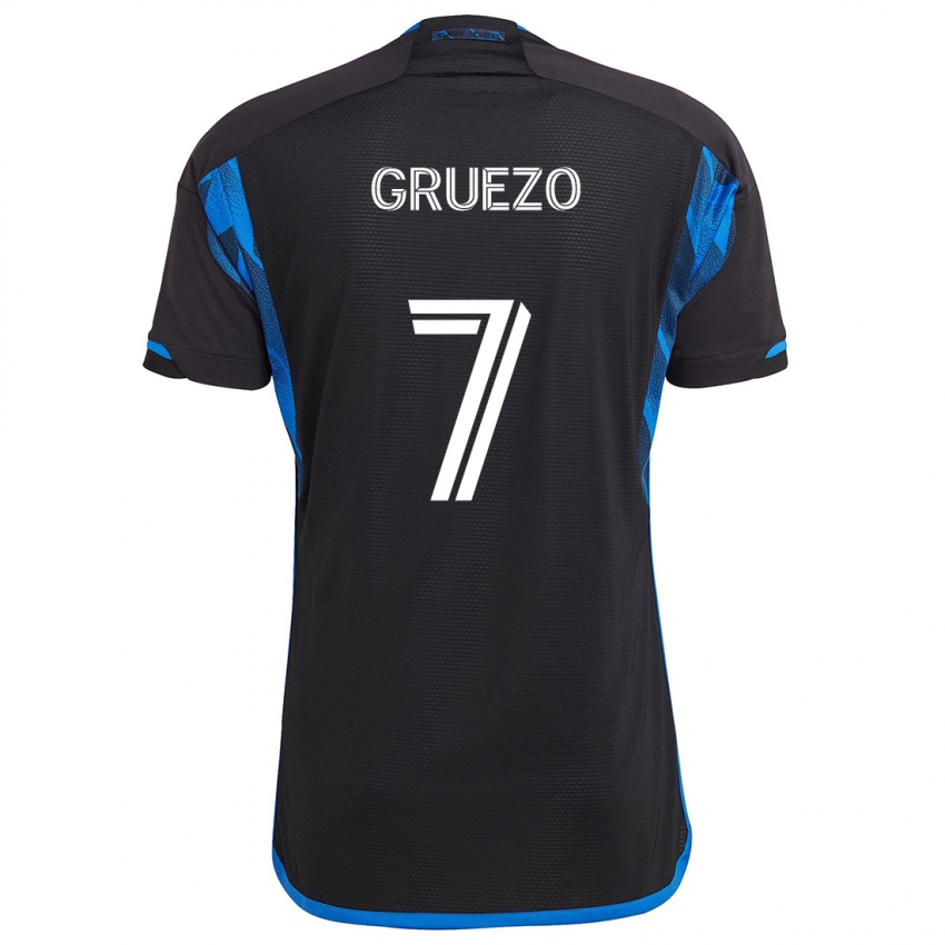 Bambino Maglia Carlos Gruezo #7 Blu Nero Kit Gara Home 2024/25 Maglietta