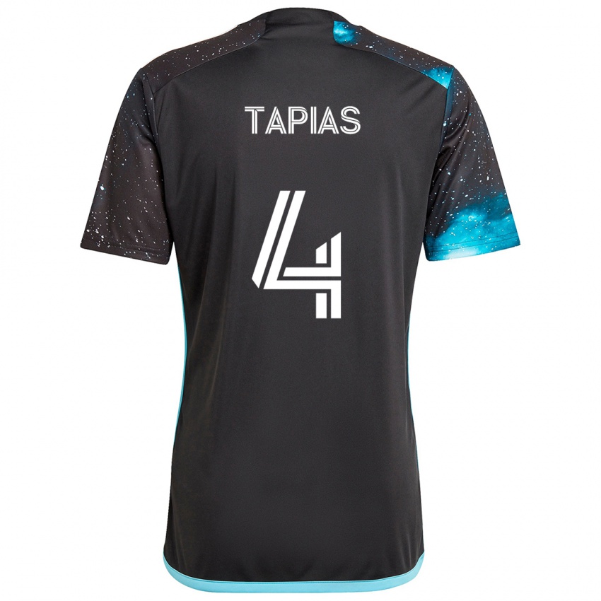 Bambino Maglia Miguel Tapias #4 Nero Blu Kit Gara Home 2024/25 Maglietta