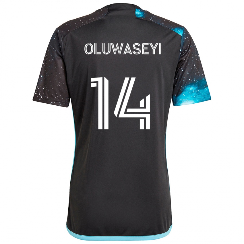 Bambino Maglia Tani Oluwaseyi #14 Nero Blu Kit Gara Home 2024/25 Maglietta