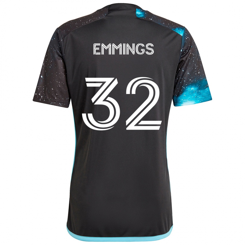 Bambino Maglia Fred Emmings #32 Nero Blu Kit Gara Home 2024/25 Maglietta