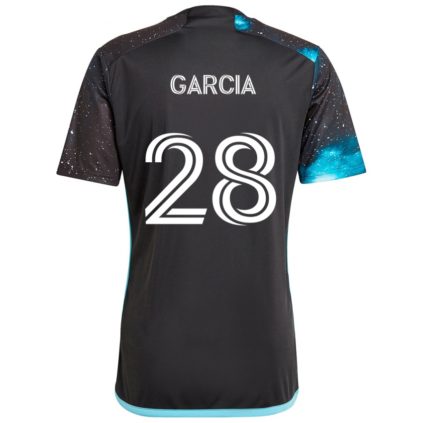 Bambino Maglia Mender García #28 Nero Blu Kit Gara Home 2024/25 Maglietta