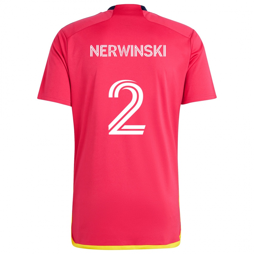 Bambino Maglia Jake Nerwinski #2 Rosso Blu Kit Gara Home 2024/25 Maglietta