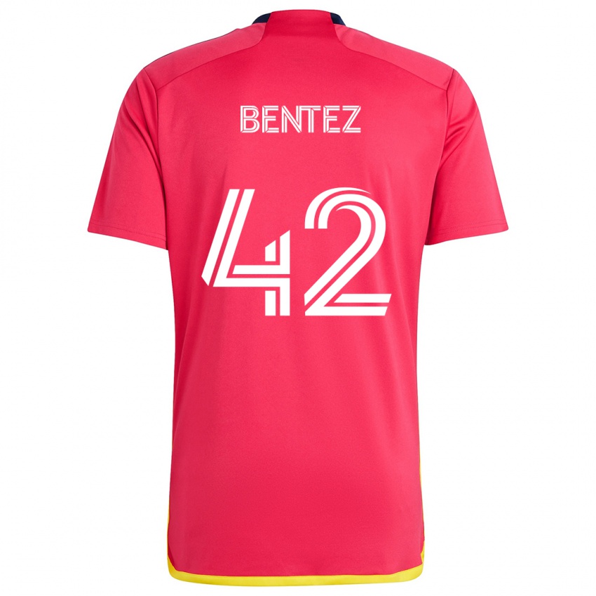 Bambino Maglia Óscar Benítez #42 Rosso Blu Kit Gara Home 2024/25 Maglietta