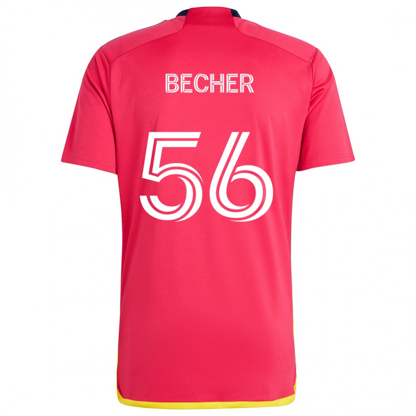 Bambino Maglia Ryan Becher #56 Rosso Blu Kit Gara Home 2024/25 Maglietta