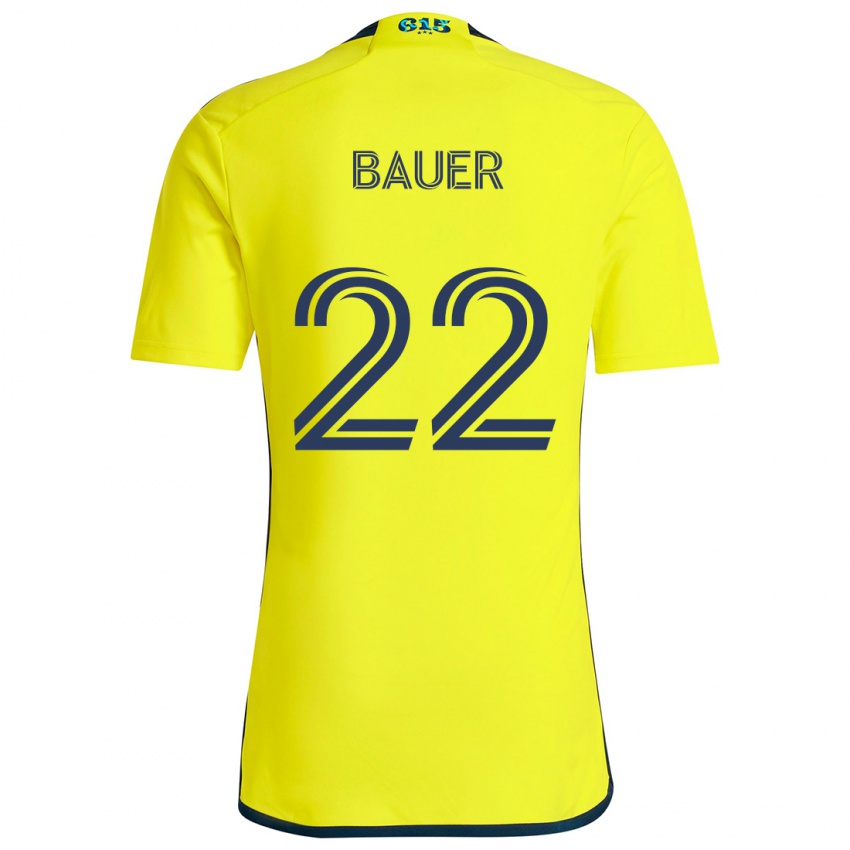 Bambino Maglia Josh Bauer #22 Giallo Blu Kit Gara Home 2024/25 Maglietta