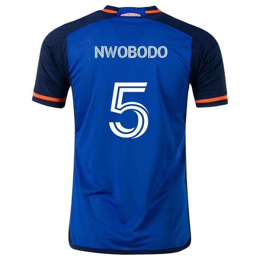 Bambino Maglia Obinna Nwobodo #5 Blu Bianco Kit Gara Home 2024/25 Maglietta