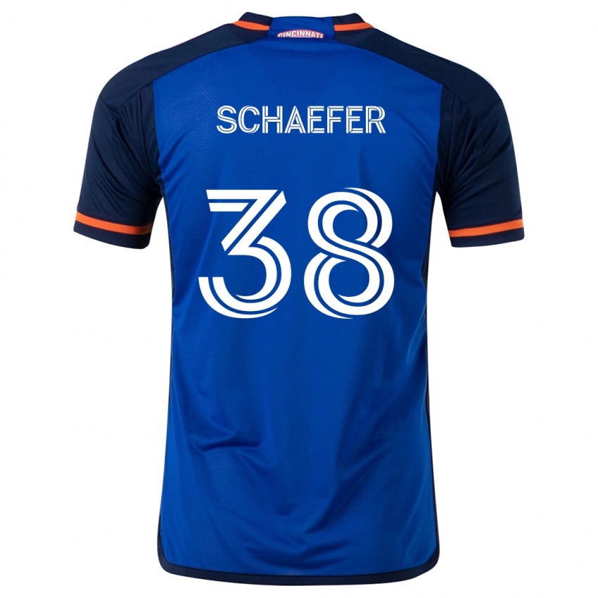 Bambino Maglia Brian Schaefer #38 Blu Bianco Kit Gara Home 2024/25 Maglietta