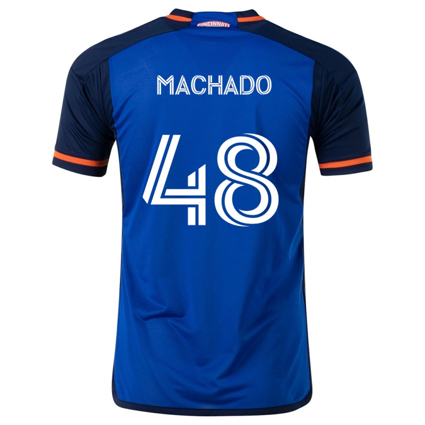 Bambino Maglia Juan Machado #48 Blu Bianco Kit Gara Home 2024/25 Maglietta