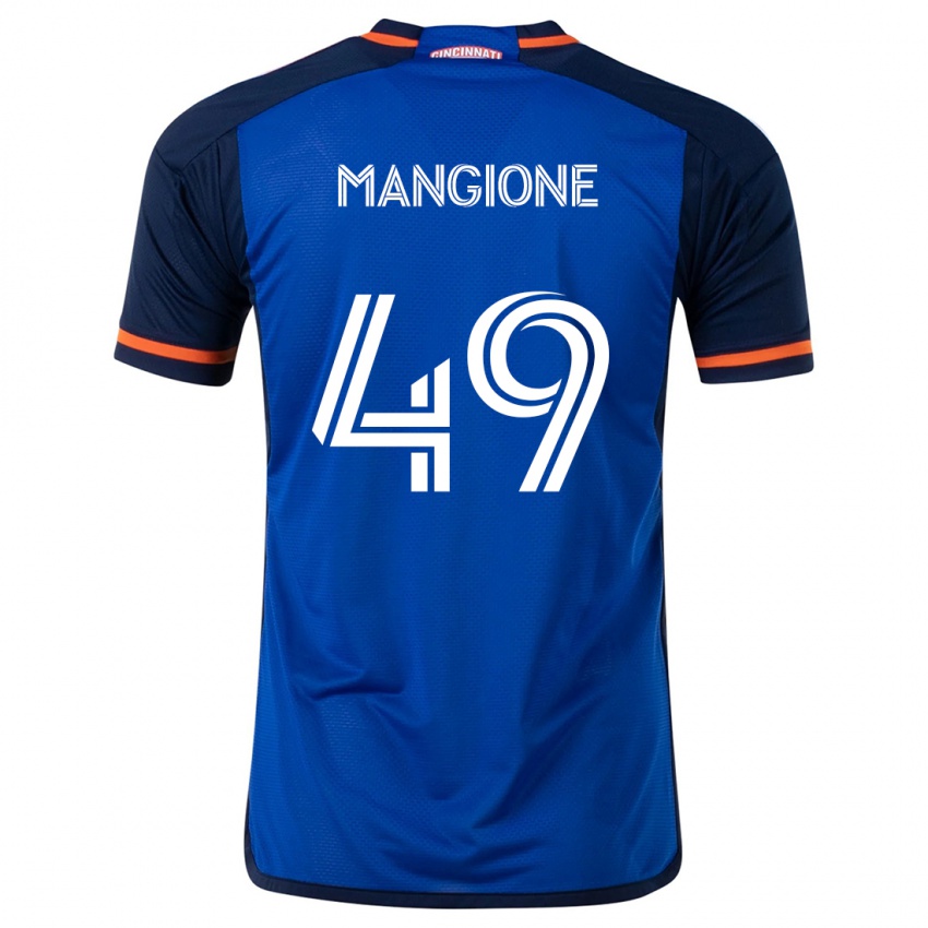 Bambino Maglia Peter Mangione #49 Blu Bianco Kit Gara Home 2024/25 Maglietta