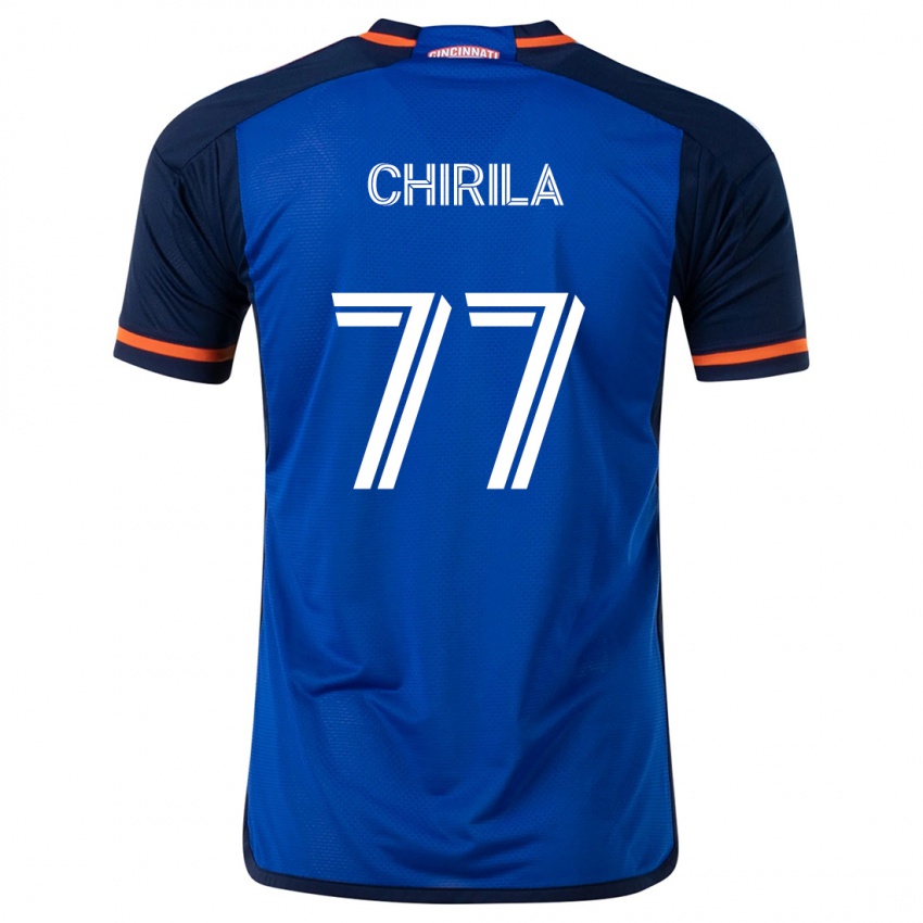 Bambino Maglia Stefan Chirila #77 Blu Bianco Kit Gara Home 2024/25 Maglietta