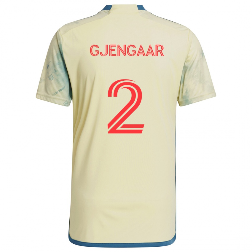 Bambino Maglia Dennis Gjengaar #2 Giallo Rosso Blu Kit Gara Home 2024/25 Maglietta