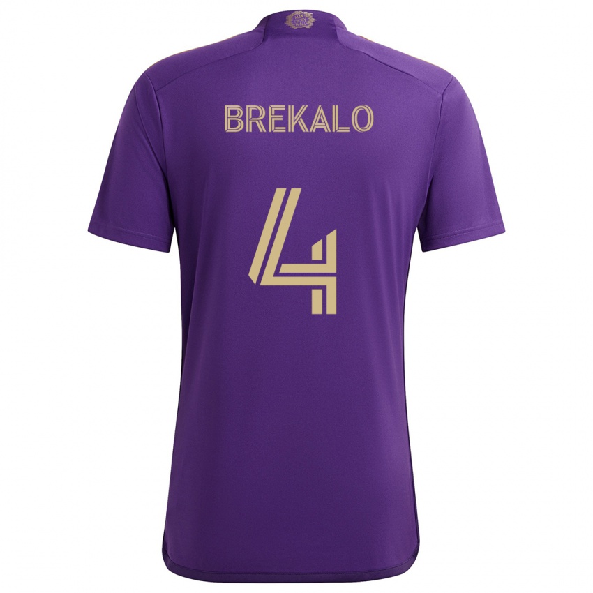 Bambino Maglia David Brekalo #4 Viola Giallo Kit Gara Home 2024/25 Maglietta