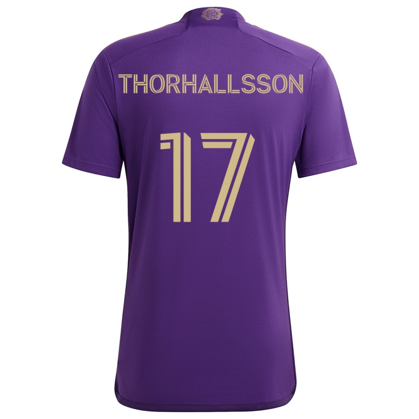 Bambino Maglia Dagur Dan Thórhallsson #17 Viola Giallo Kit Gara Home 2024/25 Maglietta