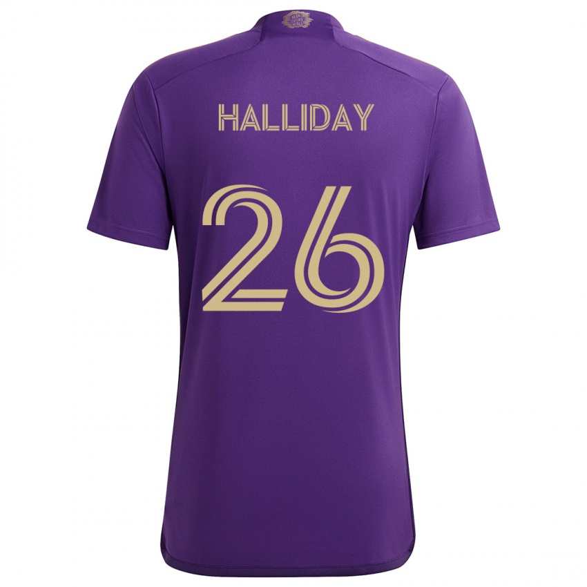 Bambino Maglia Michael Halliday #26 Viola Giallo Kit Gara Home 2024/25 Maglietta