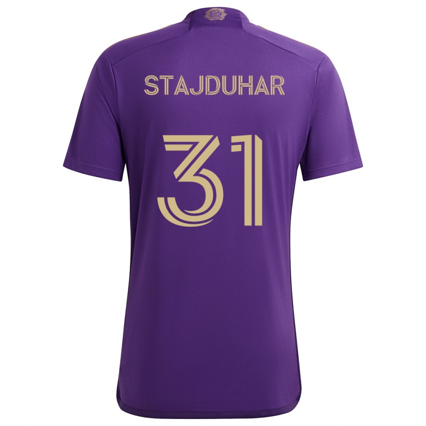 Bambino Maglia Mason Stajduhar #31 Viola Giallo Kit Gara Home 2024/25 Maglietta