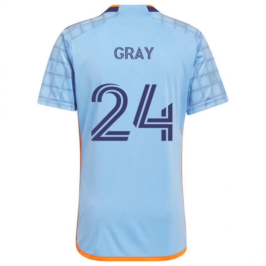 Bambino Maglia Tayvon Gray #24 Blu Arancione Kit Gara Home 2024/25 Maglietta