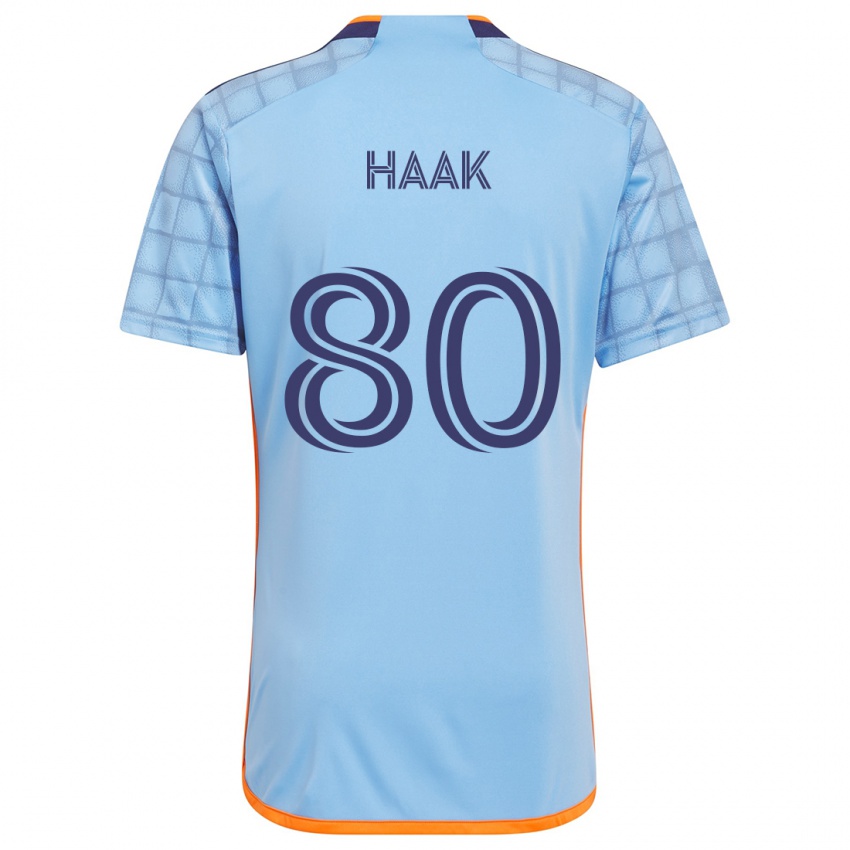 Bambino Maglia Justin Haak #80 Blu Arancione Kit Gara Home 2024/25 Maglietta