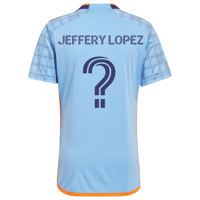 Bambino Maglia Jeffery López #0 Blu Arancione Kit Gara Home 2024/25 Maglietta